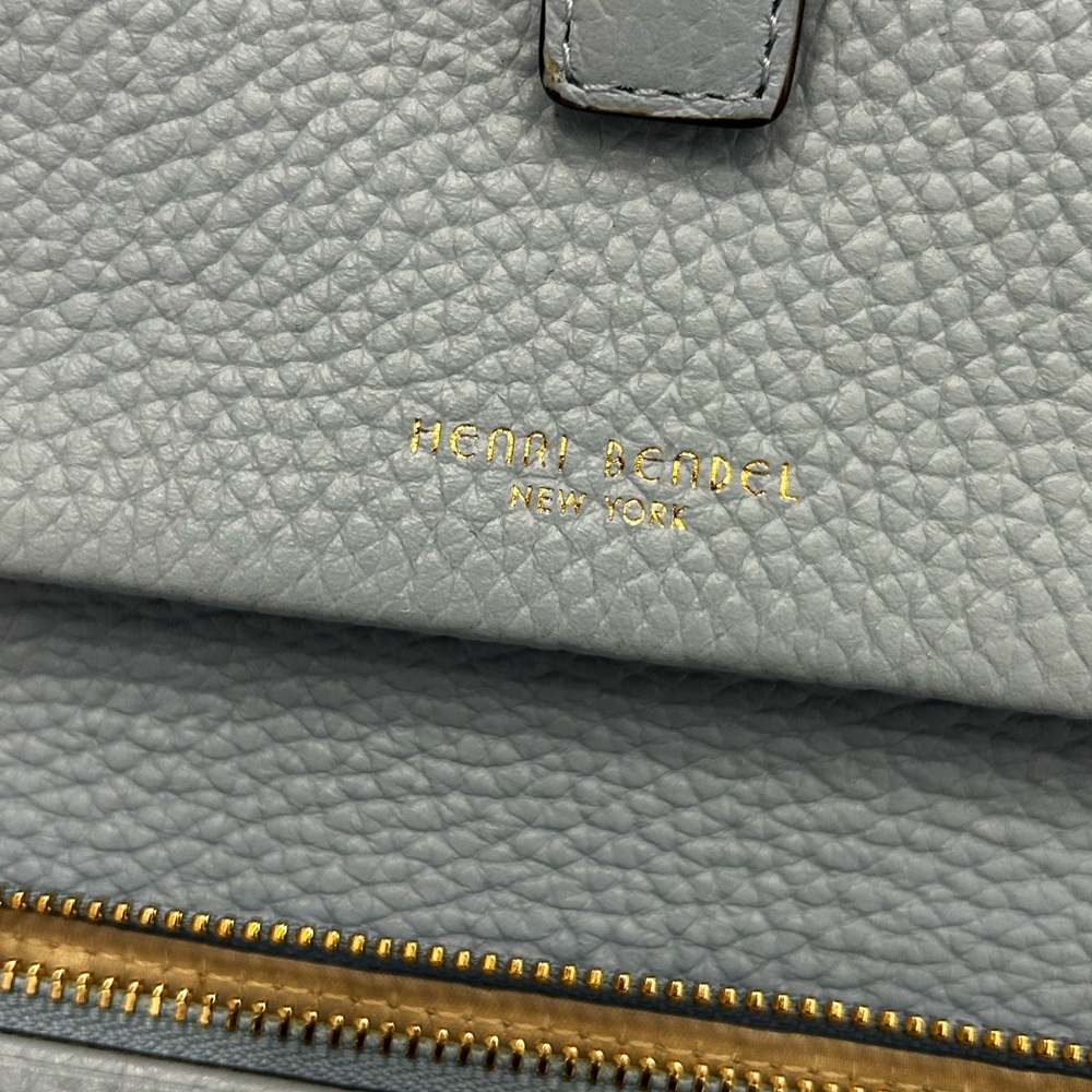 Henri Bendel New York Light Blue Leather Wristlet Clutch Braided Strap - Picture 12 of 16